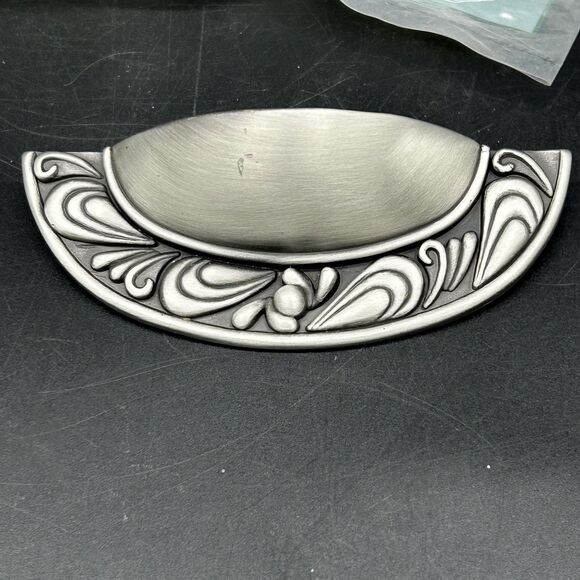 Petal Cup Pulls brushed pewter Hardware Liberty Bureau Dresser Cabinets Desk (C) - Picture 2 of 5